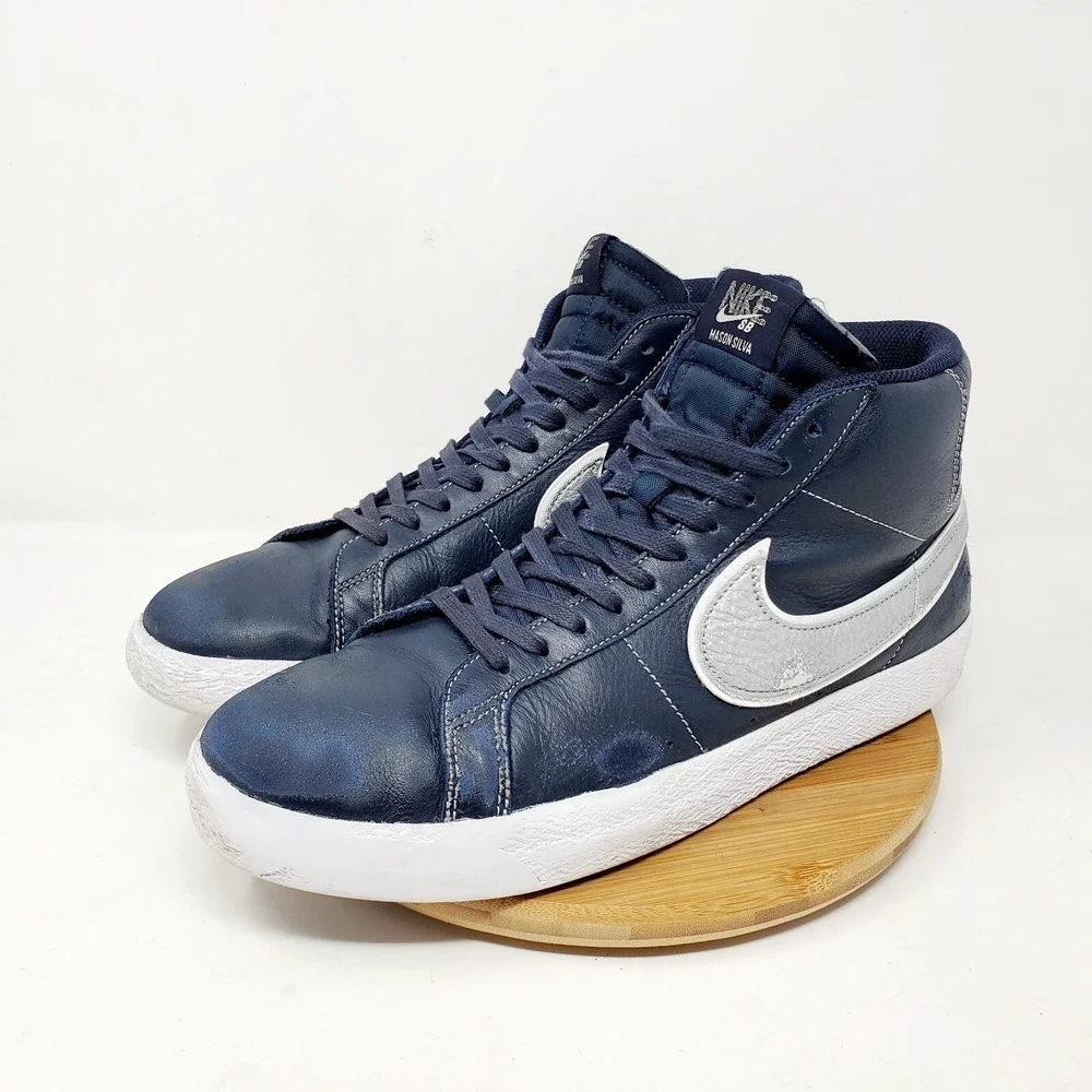 Nike‎ Blazer Mid Shoes Mens 11 Mason Silva Dark Blue Lace Up Sneakers